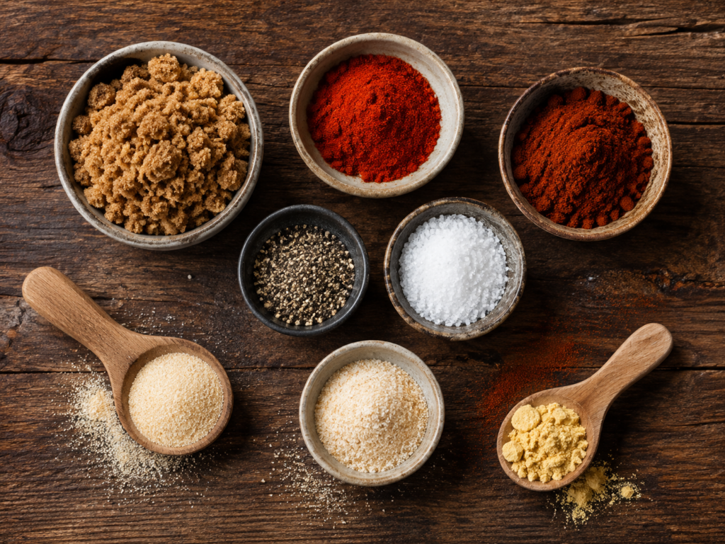 Rub per pulled pork fatto in casa con paprika, zucchero di canna e spezie
