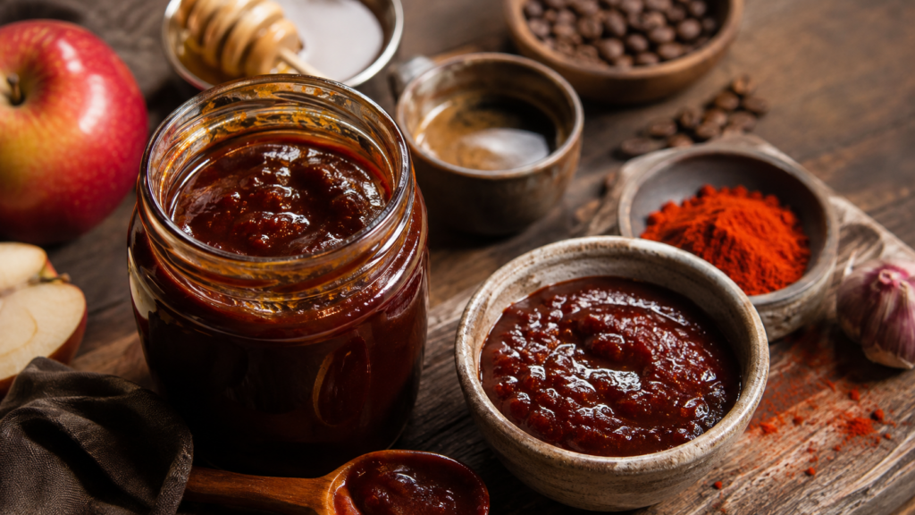 Salsa BBQ Pork Hunter fatta in casa con mela, miele, caffè e paprika affumicata